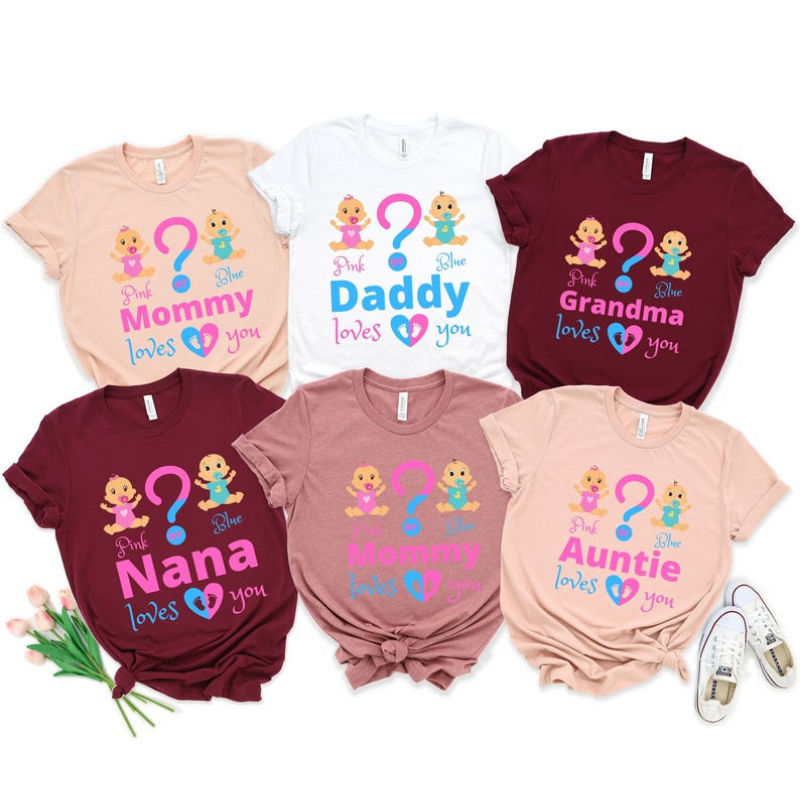 Grandparents Gender Reveal Party Shirts