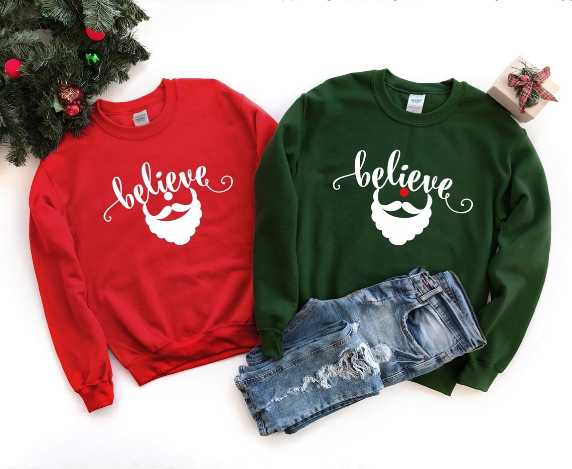 Christmas Sweatshirt, Believe Christmas Sweatshirt, Merry Christmas Sweatshirt, Christmas Gift, Christmas Party Sweatshirt, Believe Shirt