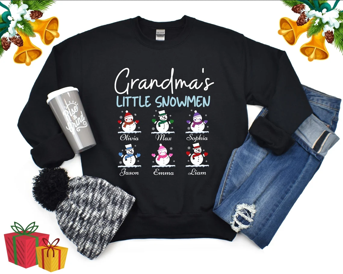 Grandma Christmas Sweatshirt, Personalized Grandmas Little Snowmen