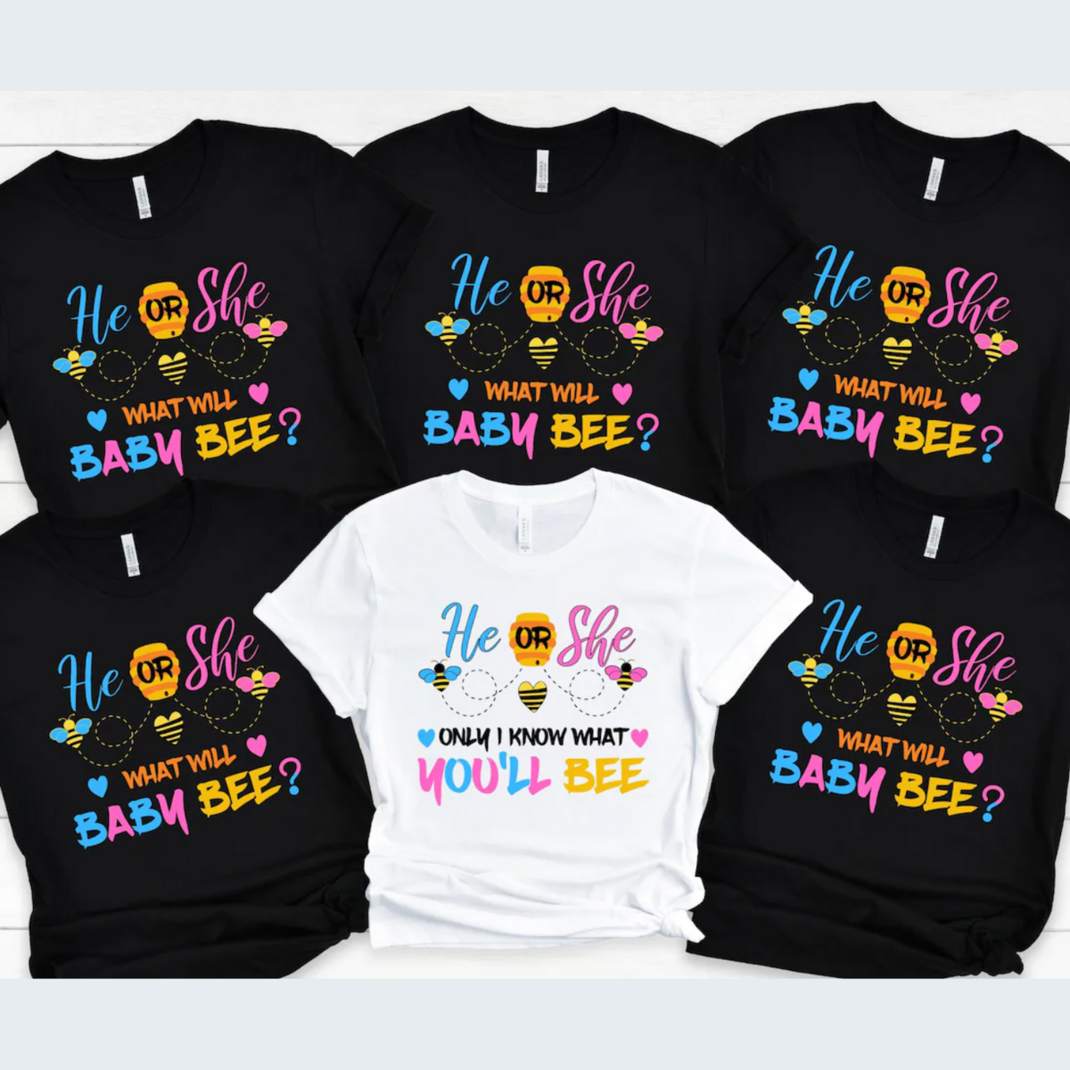 He Or She What Will Baby Bee Shirt, Bumble Bee Gender Reveal Party Shirts, Pregnancy Reveal Shirt, Keeper of the Gender, Mom to be Shirt