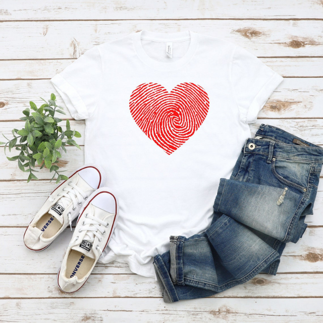 Valentines Day Shirt, Heart Fingerprint Shirt