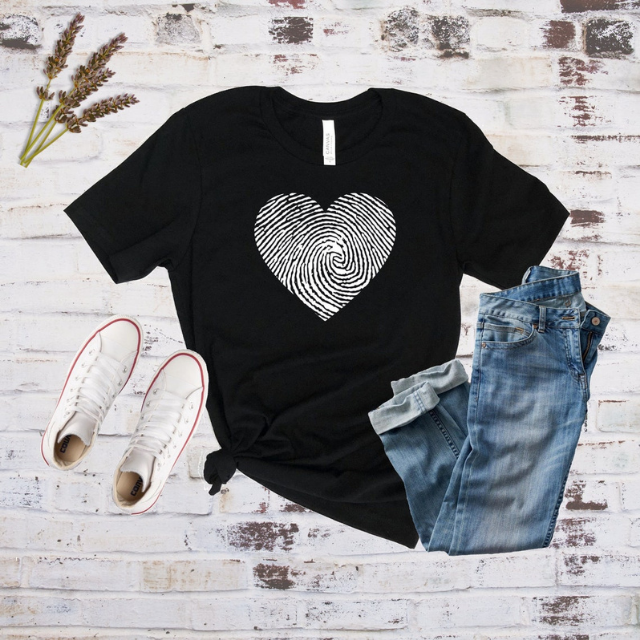 Valentines Day Shirt, Heart Fingerprint Shirt