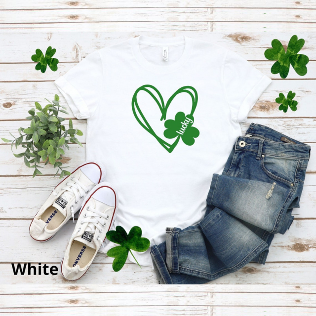 Heart Shamrock Shirt, St Patrick's Day Shirt, Lucky Shirt
