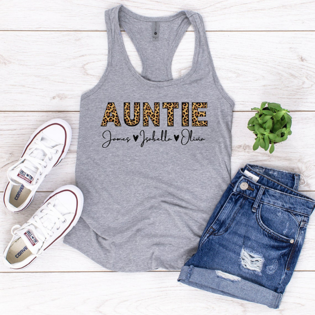 Personalized Auntie Shirt with kids Name, Christmas Gift For Aunt