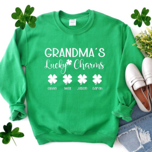 Personalized Grandma Lucky Charms Sweatshirt, Grandkids Name Sweatshirt
