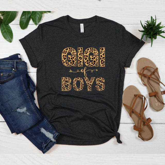 Gigi Of Boys Shirt, Mothers Day Shirt, Grandma Shirt, Gigi Shirt, Leopard Grandma Shirt