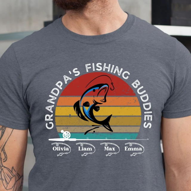 Grandpa Fishing Buddies Shirt, Personalized Grandpa Shirt with Grandkids  Name, Gift For Grandpa, Fathers Day Gift, Papa Shirt, Fathers Day - Kiwi  Picks Tees