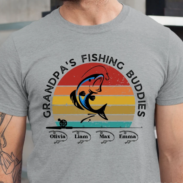 Grandpa Fishing Buddies Shirt, Personalized Grandpa Shirt with Grandkids  Name, Gift For Grandpa, Fathers Day Gift, Papa Shirt, Fathers Day - Kiwi  Picks Tees