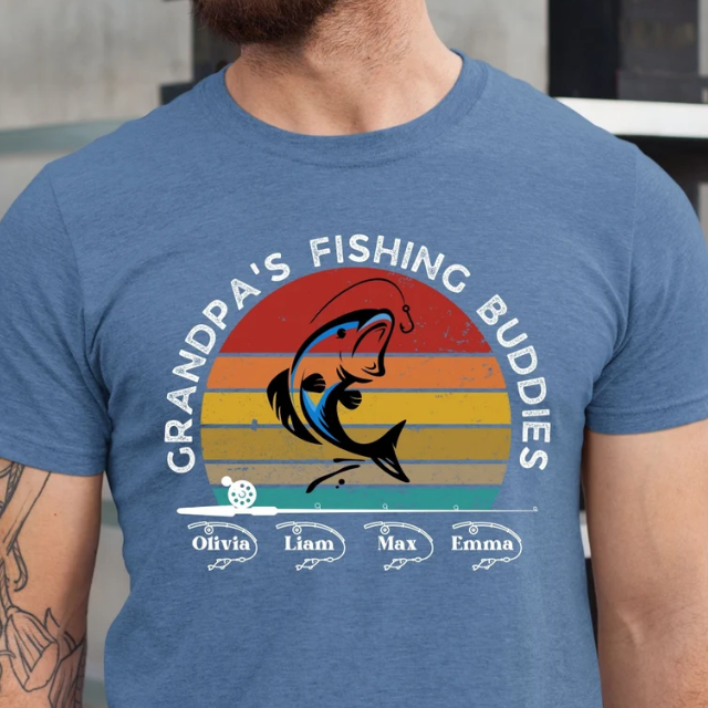 Grandpa Fishing Buddies Shirt, Personalized Grandpa Shirt with
