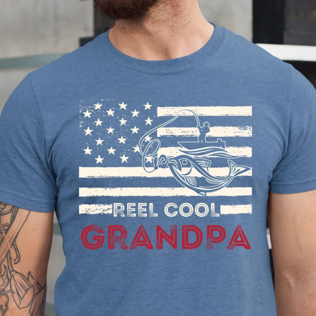 Reel Cool Dad, Personalized Papa Tee, Vintage Father Shirt