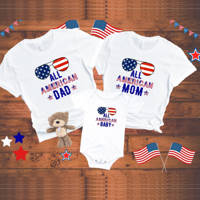 All American Mama Shirts, 4th Of July American Family Shirts, All American Dad Shirt