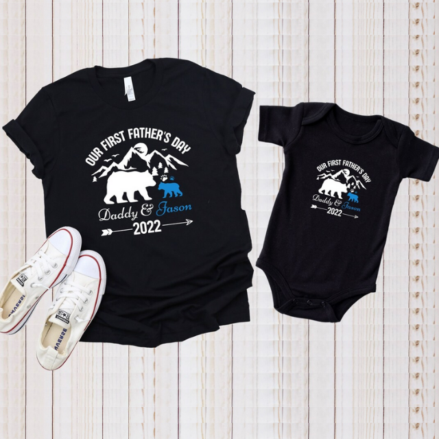 Our First Fathers Day Custom Shirt, Father and Baby Matching Shirt