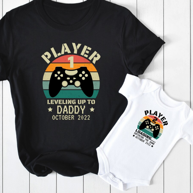 Daddy and me Gamer Shirt, Player 1 Player 2 matching Shirt