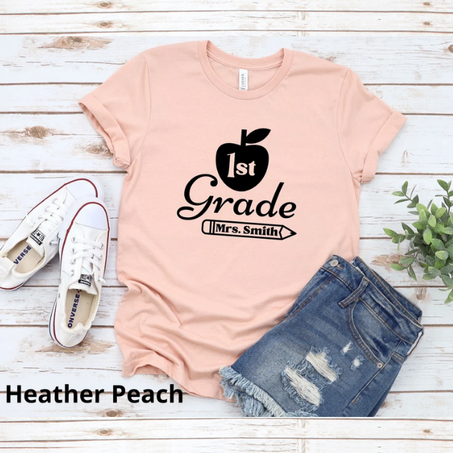 Personalized First Grade Teacher Shirt, Apple 1st Grade Teacher Shirt