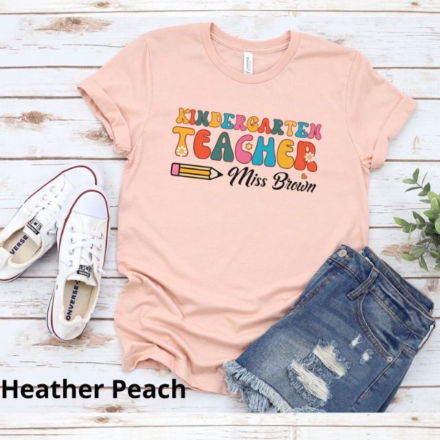 Personalized Kindergarten Teacher Shirt, Retro Preschool Teacher Shirt