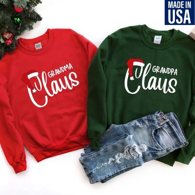 Custom Claus Sweatshirt, Mama Christmas Sweatshirt, Grandma Claus Sweatshirt