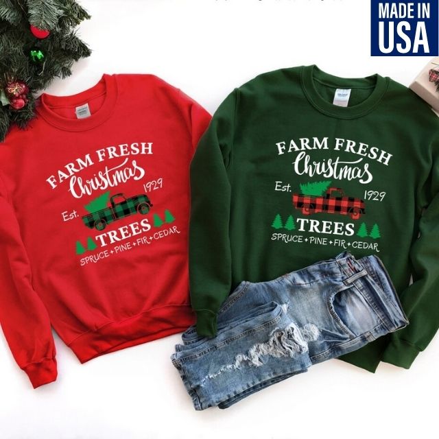 Farm Fresh Christmas Trees Sweatshirt, Christmas Sweatshirt, Christmas Tree Sweatshirt