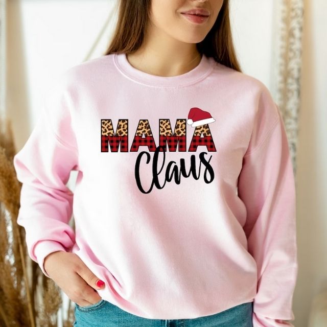 Claus - Sweater, Tees Sweatshirt, Mom Buffalo Mom Christmas Sweatshirt, Christmas Mama Christmas New Kiwi Plaid Mama Mama Gift Picks Sweatshirt, Leopard