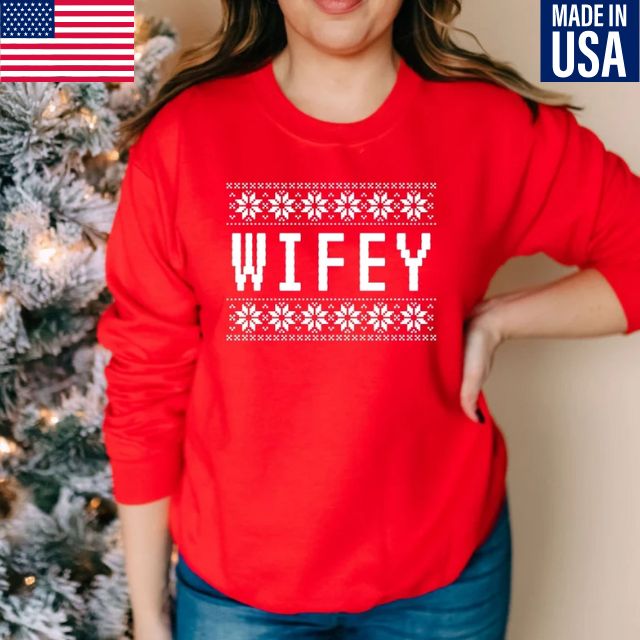 Wifey Hubby Christmas Sweatshirts, Christmas Couple Sweatshirts, Christmas Gift
