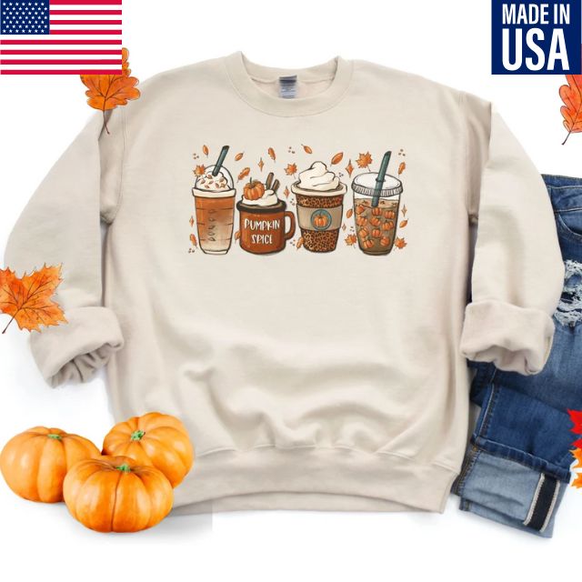 Fall Coffee Sweatshirt, Pumpkin Spice Sweatshirt, Cute Fall Sweatshirt