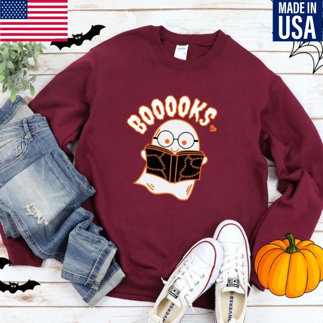 Ghost Books Sweatshirt, Boooks Sweatshirt, Halloween Party Teacher Sweatshirt