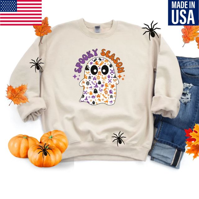 Spooky season Halloween Sweatshirt, Halloween Ghost Sweatshirt, Spooky season Hoodie