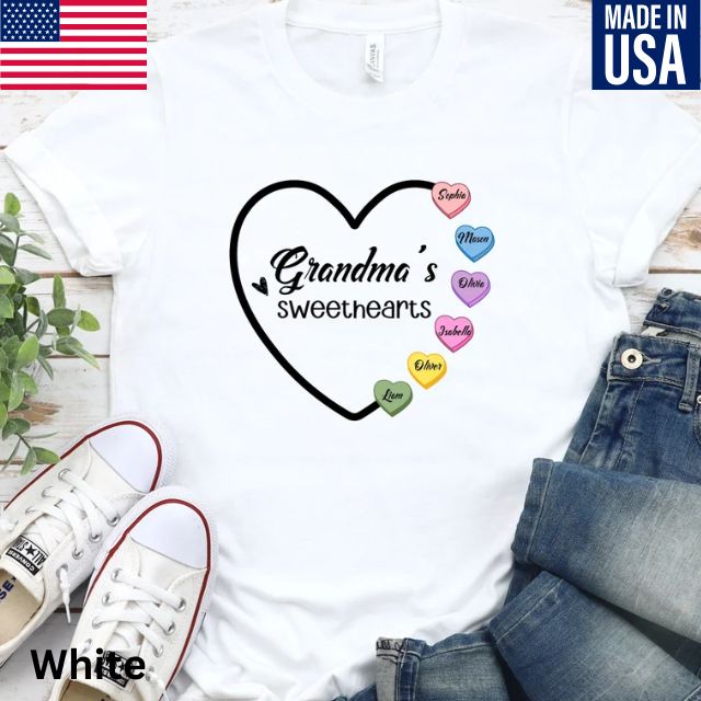 Custom Grandma's Sweethearts Shirt, Personalized Grandma Shirt with Grandkids Name