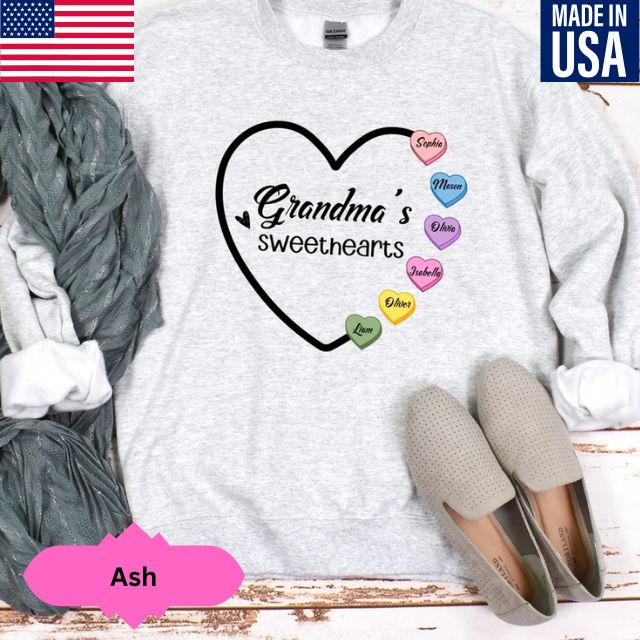 Personalized Grandma Sweatshirt with Grandkids Name, Grandma's Sweethearts Sweatshirt