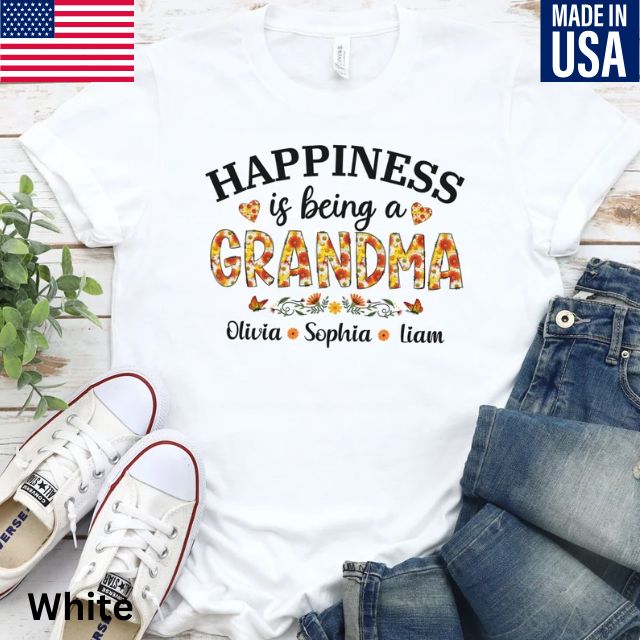 Happiness is being a Grandma Shirt, Personalized Grandma Shirt