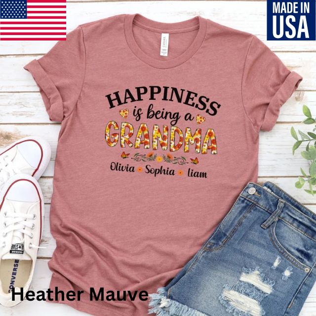 Happiness is being a Grandma Shirt, Personalized Grandma Shirt