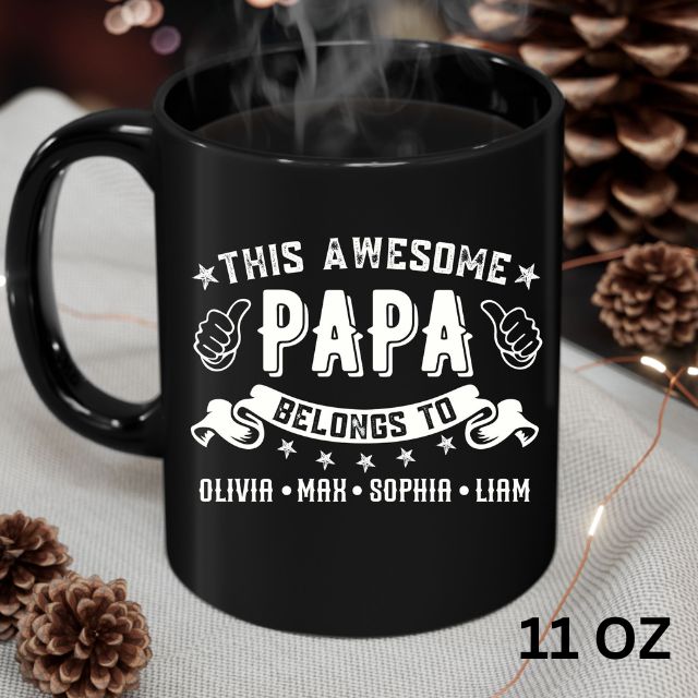Personalized Grandpa Mug with Kids Names, Fathers Day mug