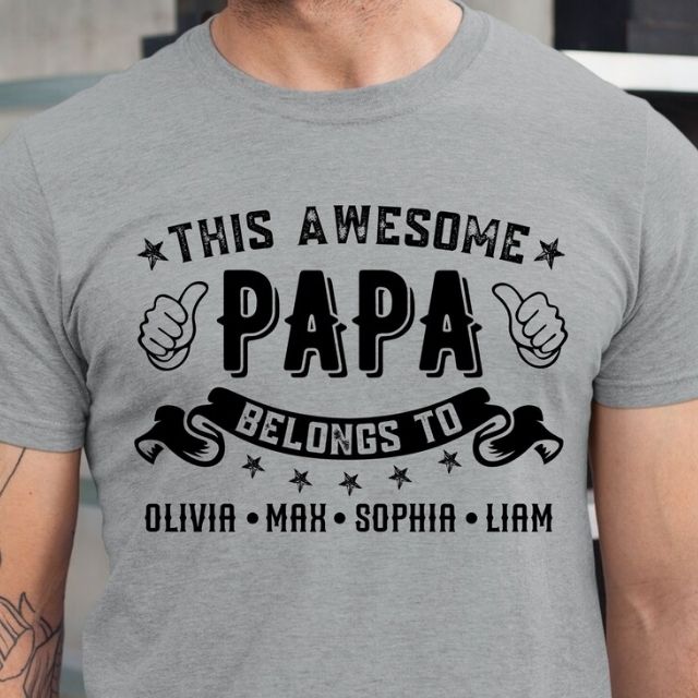 Personalized Grandpa Shirt with Kids Names, Fathers Day Shirt
