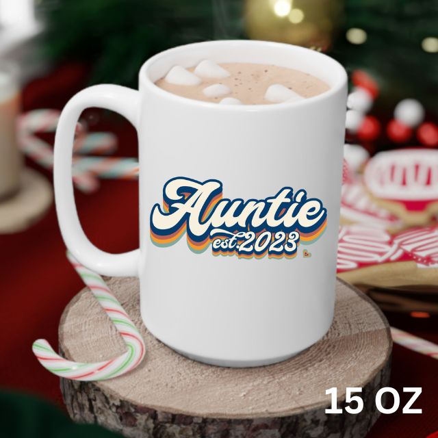 Retro Auntie Est 2023 Mug, Custom Auntie Mug, New Auntie Mug