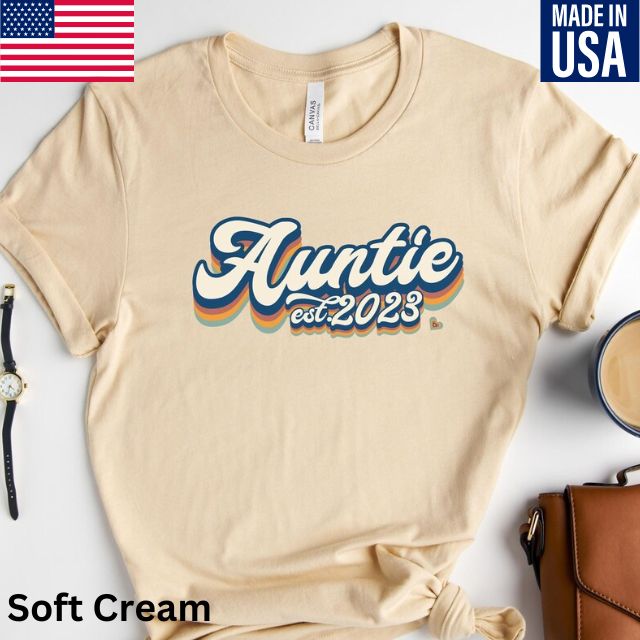 Retro Auntie Est 2023 Shirt, Custom Auntie Shirt, New Auntie Shirt