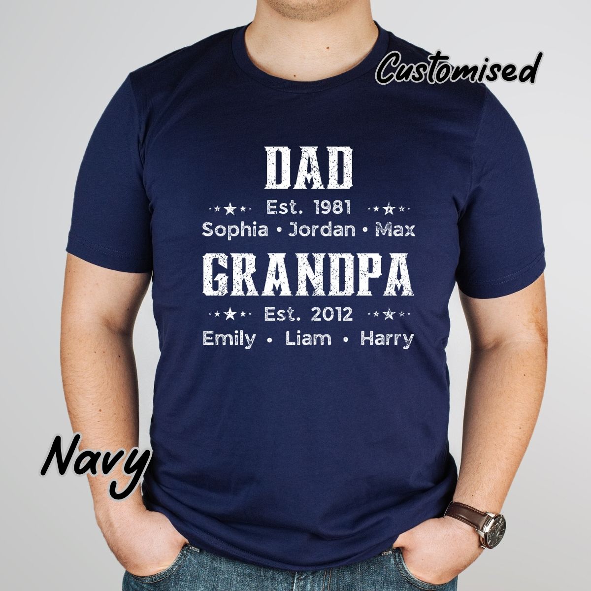 Personalized Dad Est Grandpa Est With Kids Name Shirt