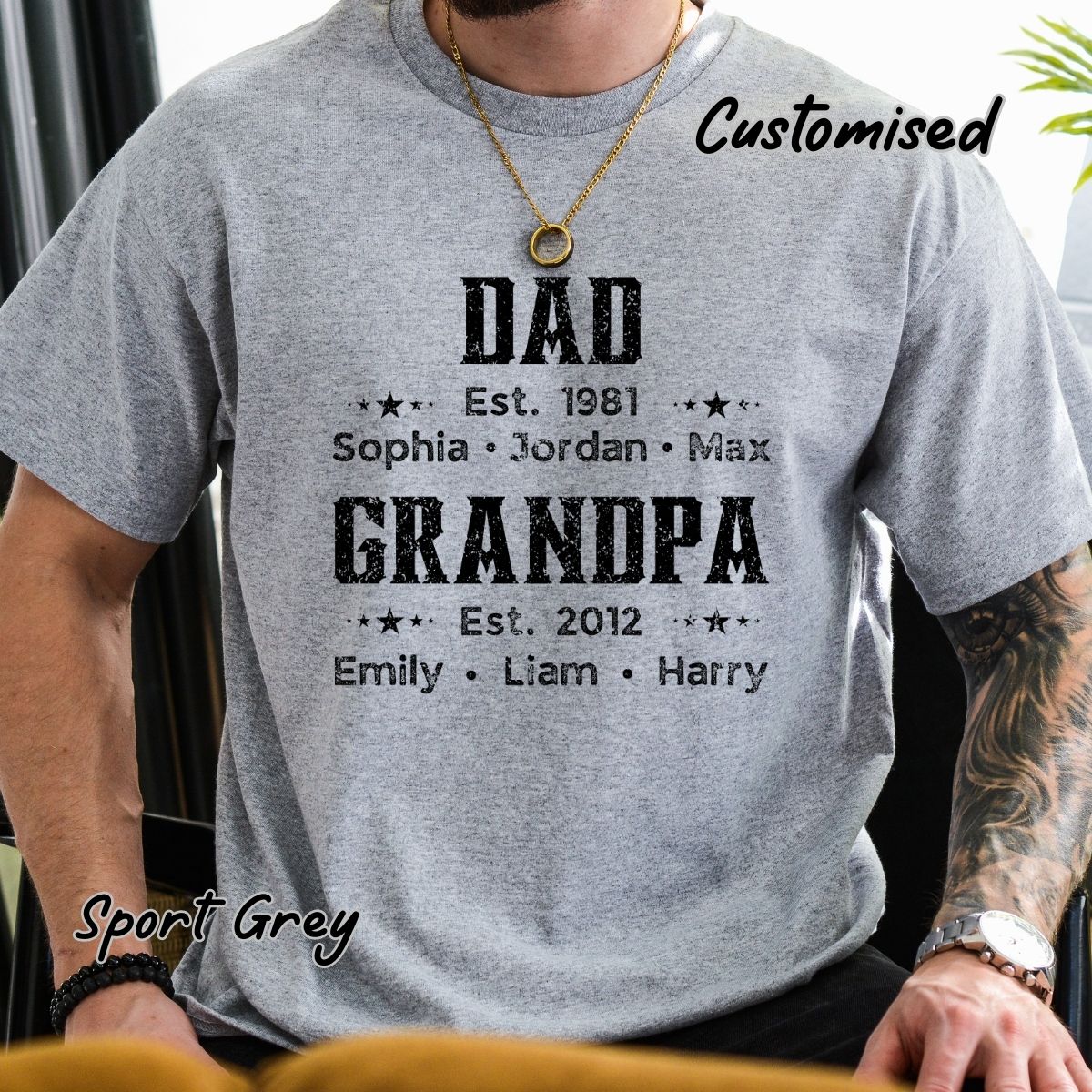 Personalized Dad Est Grandpa Est With Kids Name Shirt