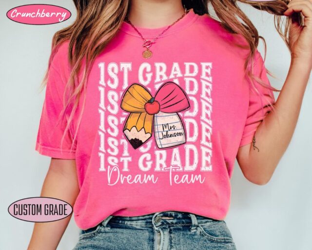 Personalized Grade Teacher Name Shirt – Retro Back to School First Grade Dream Team Tee | Gift for Teachers