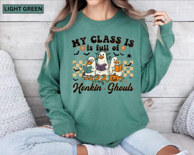 Funny Teacher Halloween Shirt – Spooky Ghost Goose Design | Soft, Durable & Perfect for Silly Classroom Halloween Fun