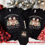 Personalized First Christmas Matching Family of 3 Shirts – Soft, Premium Tee for Mom, Dad & Baby | Perfect New Parent Holiday Gift