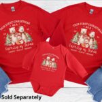 Personalized First Christmas Matching Family of 3 Shirts – Soft, Premium Tee for Mom, Dad & Baby | Perfect New Parent Holiday Gift