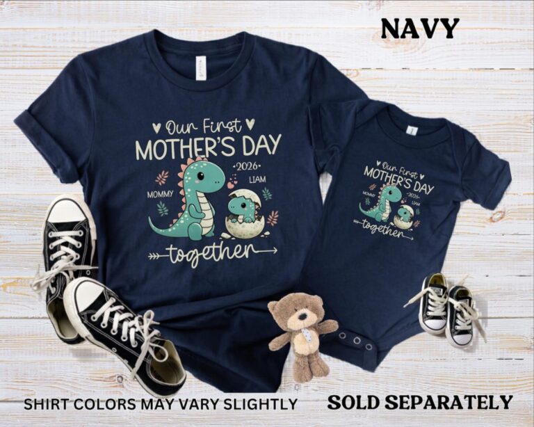Personalized Dinosaur First Mothers Day Matching Shirts