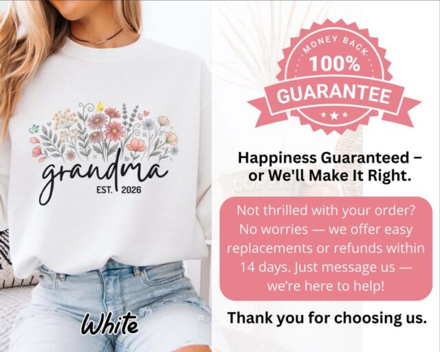 Personalized Floral Grandma Sweatshirt – Custom Grandma Hoodie with Grandkids Names | Perfect Mother’s Day Gift & Pregnancy Reveal