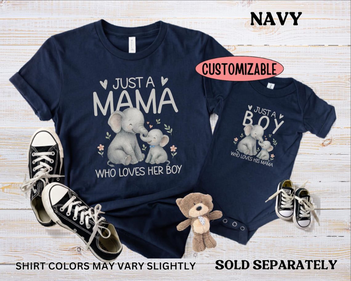First Mother's Day Mommy and Me Elephant Matching Shirts