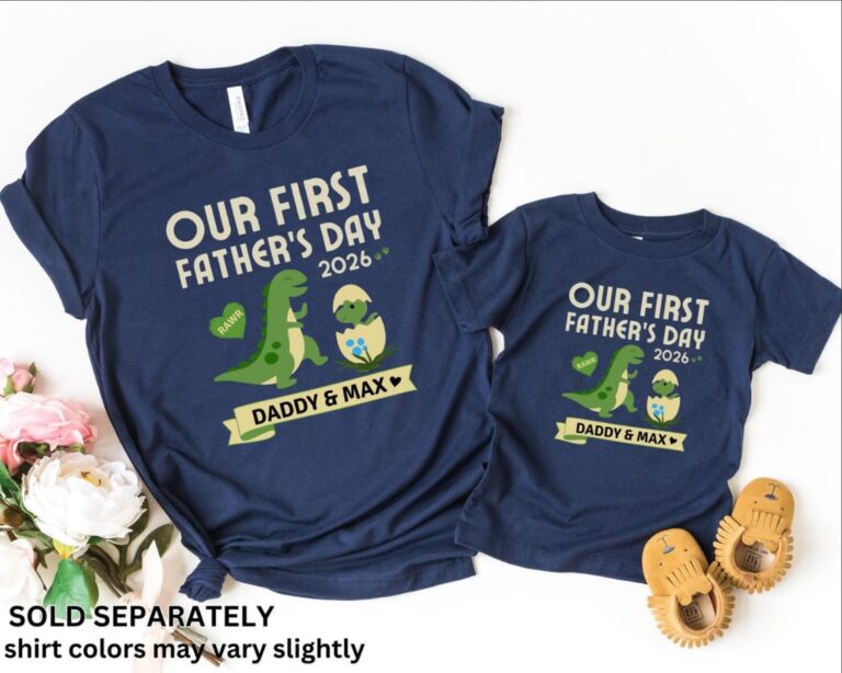 Our First Fathers Day Custom Shirt, Father and Baby Matching Shirt