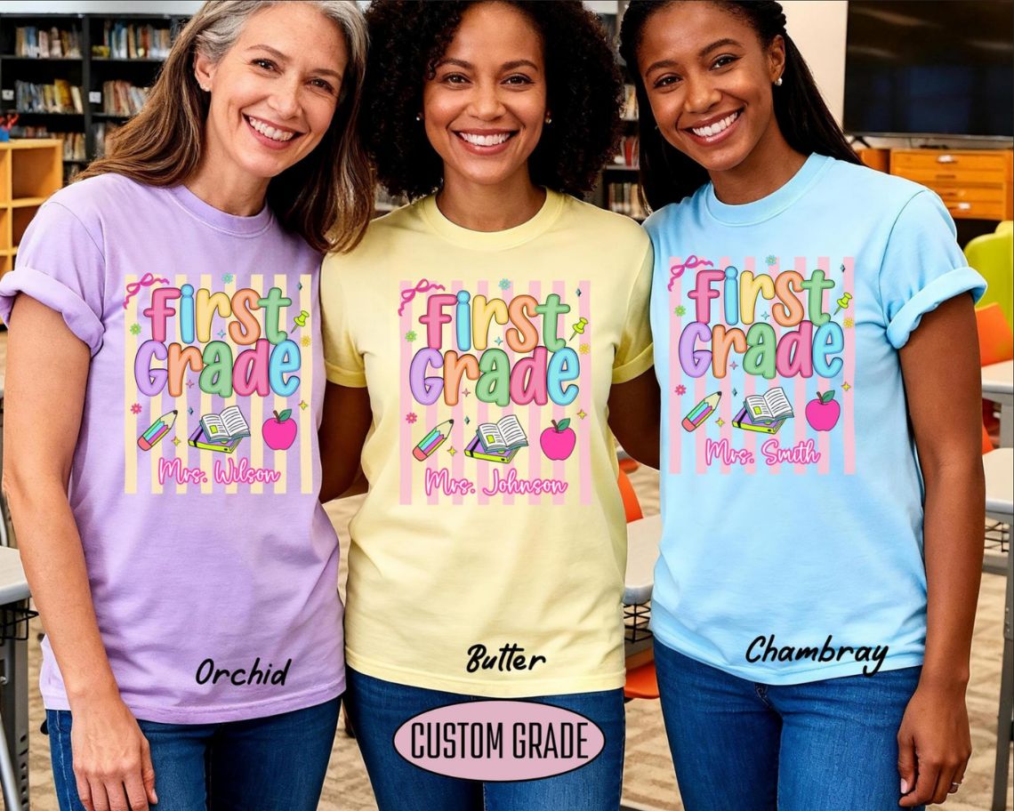 Personalized First Grade Teacher Shirt, Custom Back to School T Shirt
