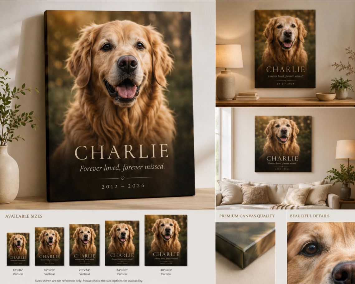Forever in Our Hearts: Personalized Dog Memorial Canvas